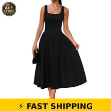 OFEEFAN Women’s A-Line Maxi Dress - Black, Size L