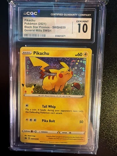 CGC 10 Pikachu General Mills SWSH #SWSH039 2021 Black Star Promos