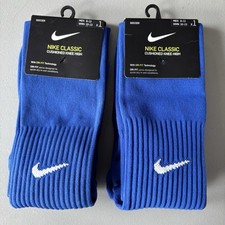 2 pair Nike Classic Soccer Socks DRI FIT Men 8-12/WMN 10-13 Football Sz L Blue