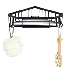 Wall Mounted Corner Shower Caddy Shower Basket in Stainless Steel Matte Black