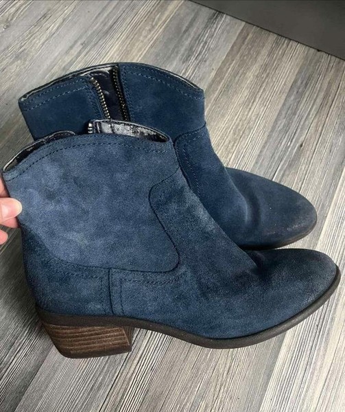 Women Clarks Boots Navy Leather 38 #1P4L