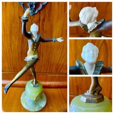 Antique 1920s ART DECO bronze 8”dancer statue LEON SALAT onyx similar Chiparus