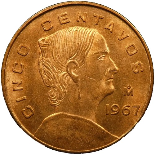 Mexico 1967 5 Centavos Josefa Coin Larger Size Brass UNC #BM3 | eBay