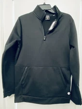 NEW Solaris Men Sol Essentials the sol Fleece Series 1/4 Zip Sz S Black Pullover