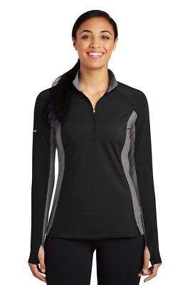 LST854 Sport-Tek Ladies Sport-Wick Stretch Contrast 1/2-Zip Pullover