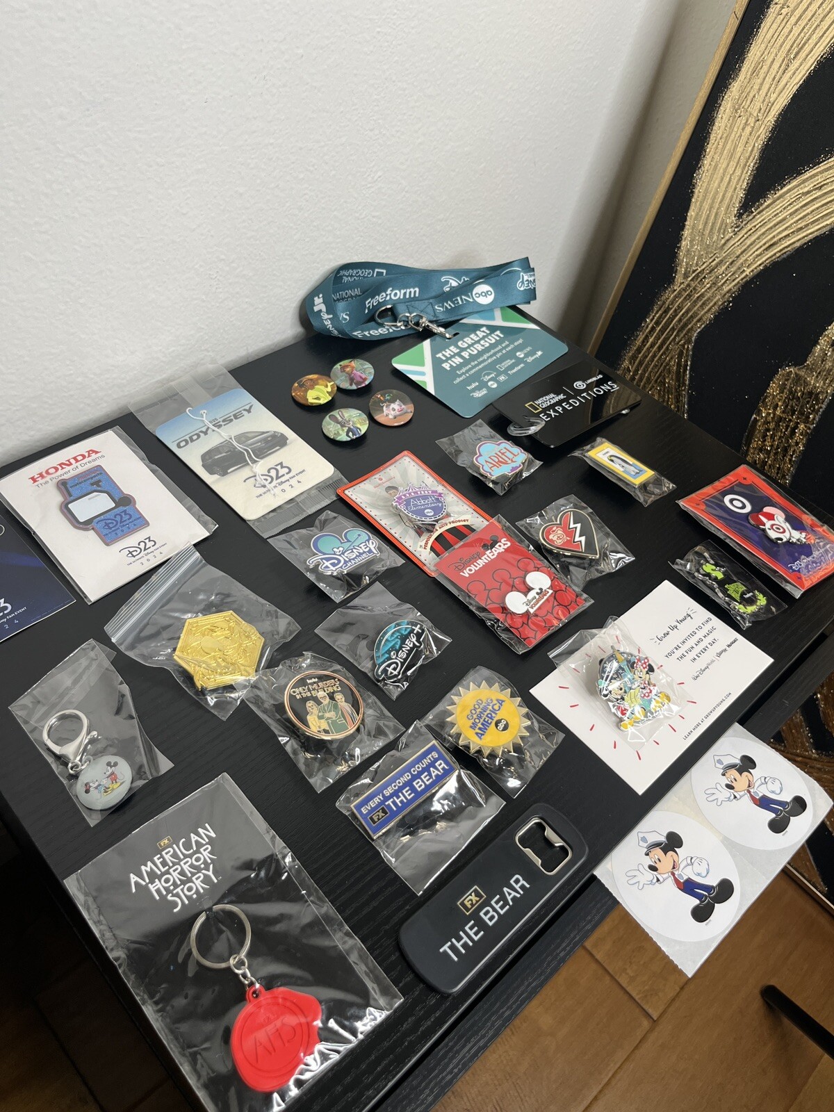 Disney D23 2024 The Great Pin Pursuit Pins + Lorcana Pin With Lanyard,& More