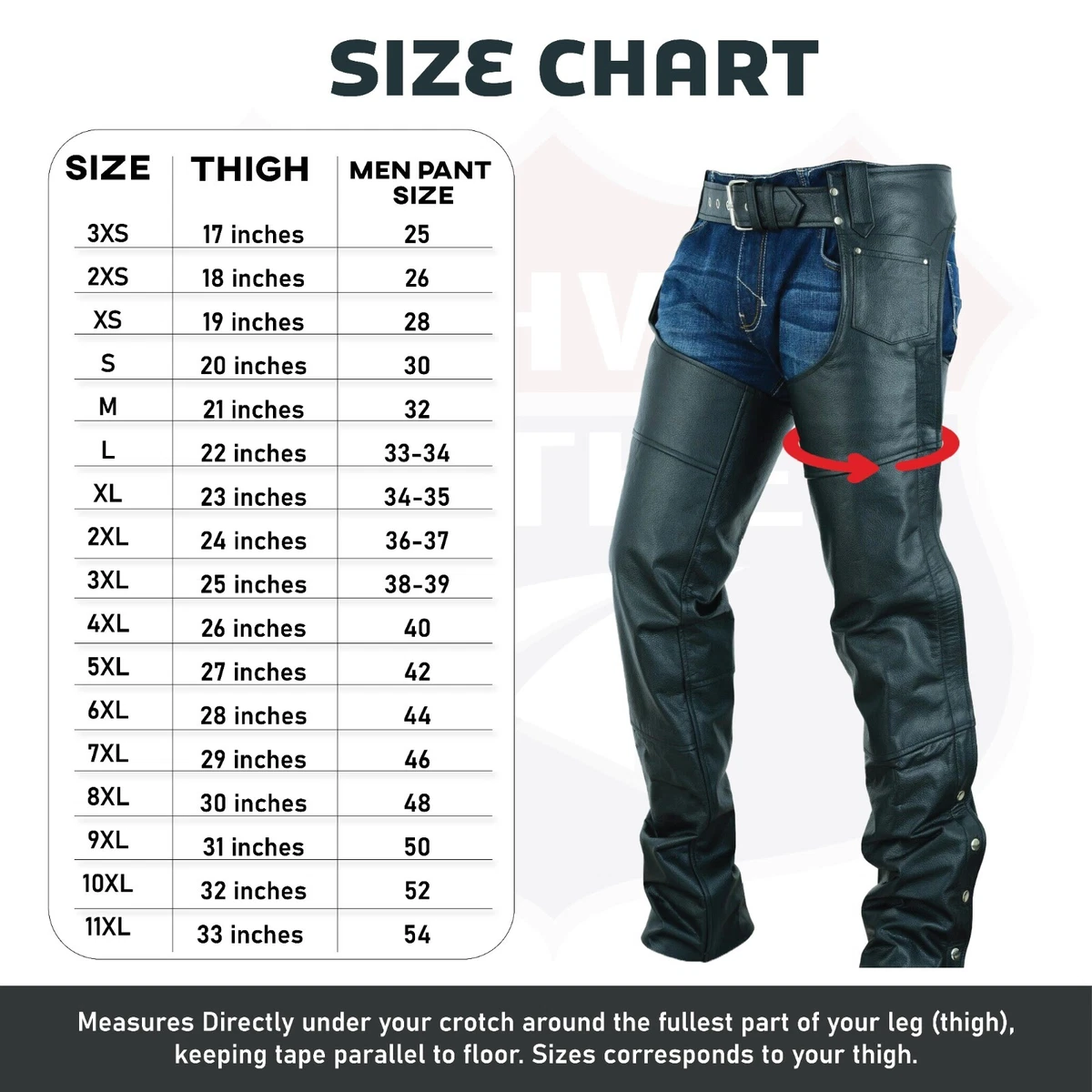 Highway Leather Lined Chaps Motorcycle Riding Bikers Chap Black SKU HL12800SPT