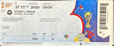 World Cup 2018 Russia FIFA Football Soccer Ticket Stub Brazil
