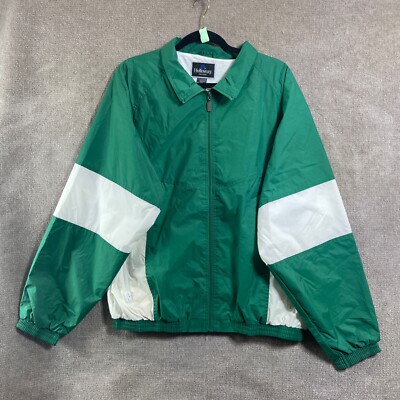 Holloway Jacket Mens Large Green White Windbreaker Lined Athletic Casual Sports