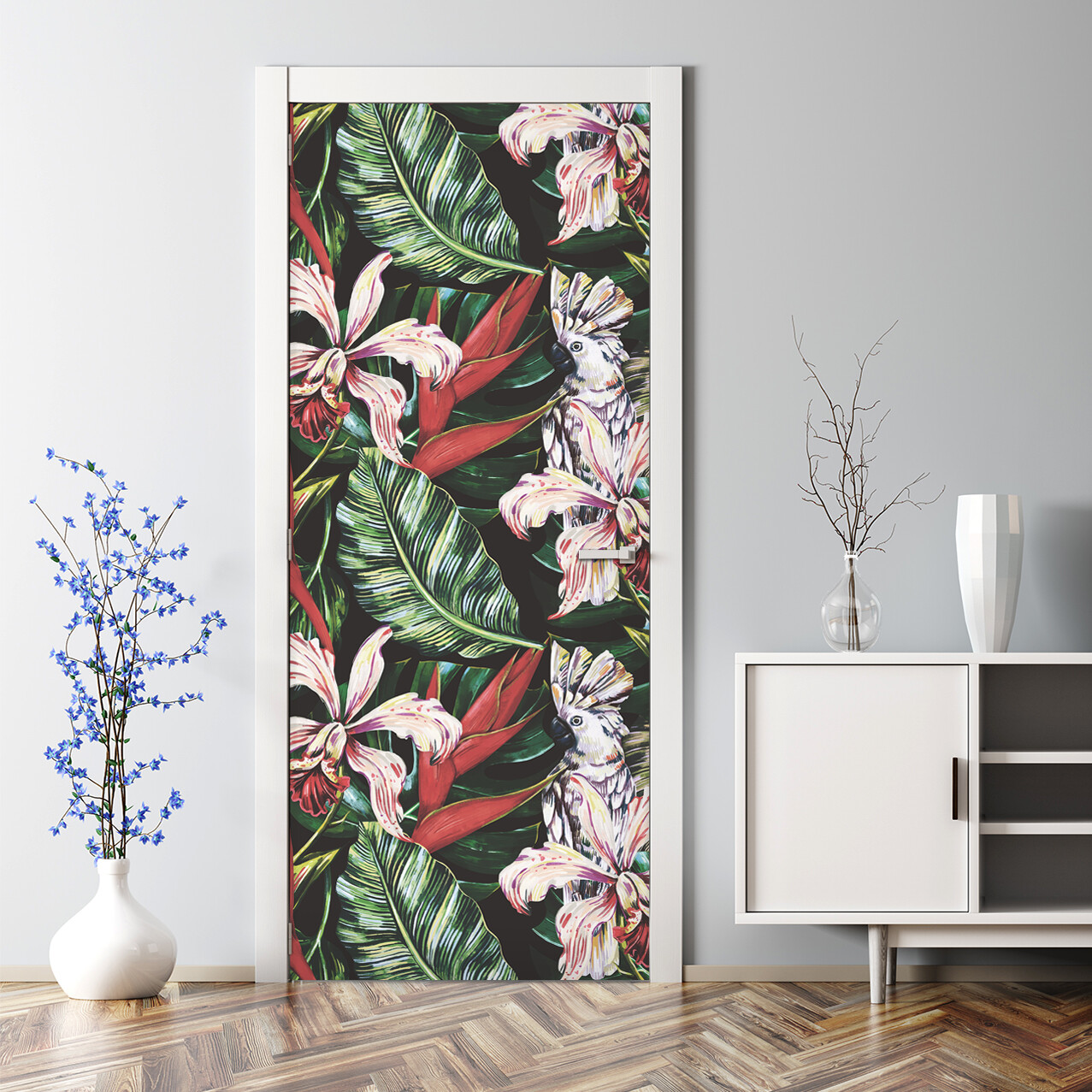 Tropical Parrots decoration parrot bird wild wildlife fauna jungle Door Decal