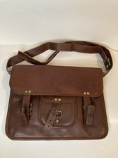 Cuero rugged leather laptop/messenger bag, durable canvas lining 13 wide 9 deep