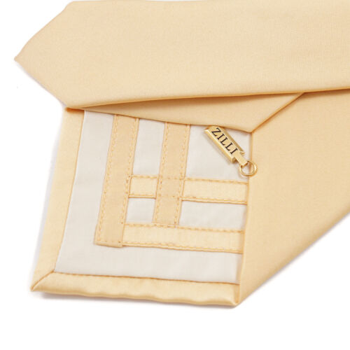 Zilli Solid Light Yellow Luxury Satin Silk Tie NWT Classic 3.75" Width - Picture 3 of 4