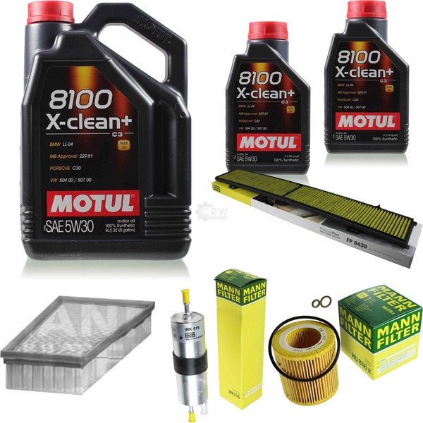 MANN-FILTER Inspektionspaket 7L Motul 5W-30 8100 X-Clean+ FüR Bmw 3Er 325I 330I-image