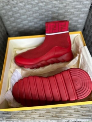 Fendi Sneaker High Top Knit Logo Red Sock Trainer 7E1196 Men US Size 10 Fendi Sneaker High Top Knit Logo Red Sock Trainer 7E1196 Men  main image 3