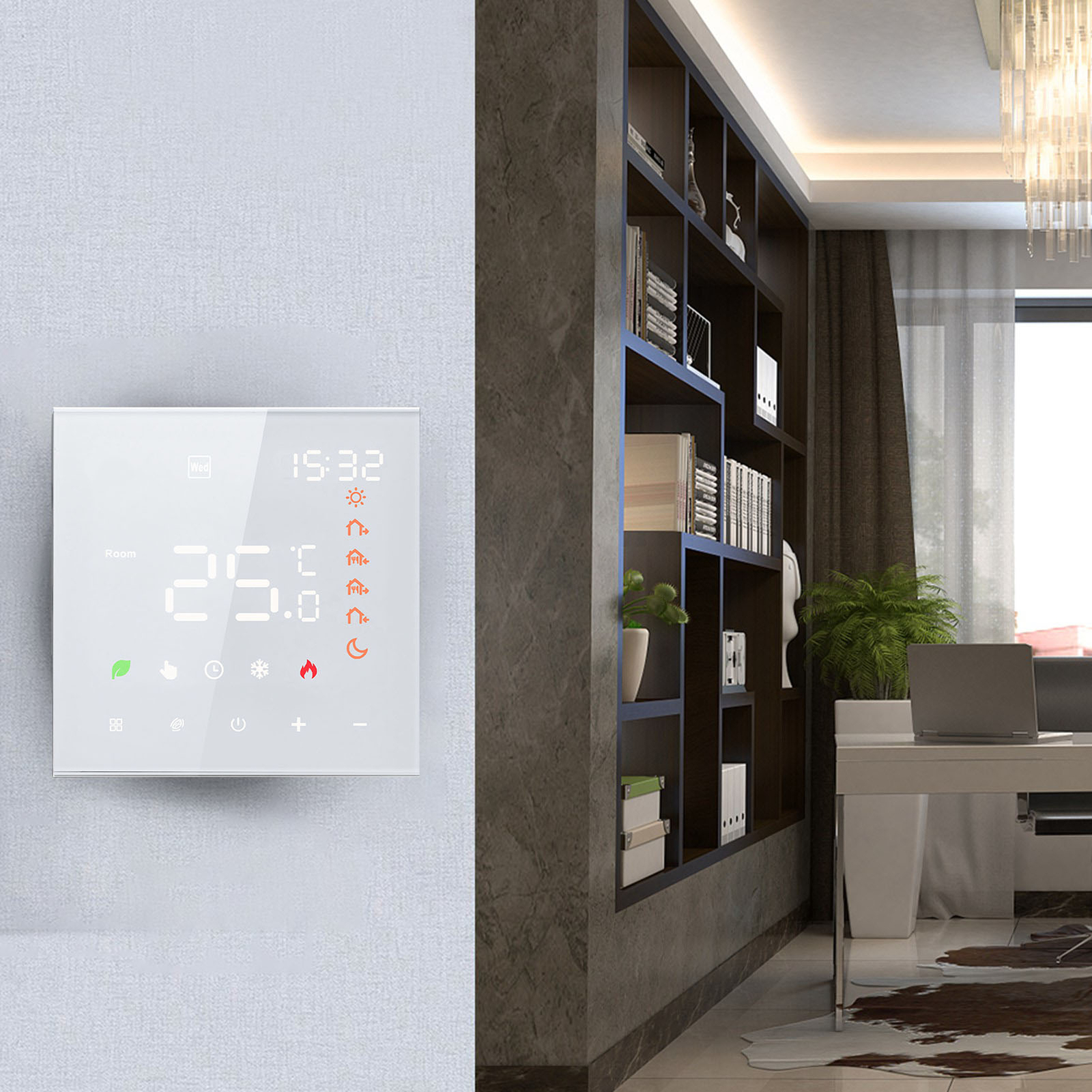 Smart Thermostat 16A Digital Programmable LCD Display Touchscreen Underfloor-image