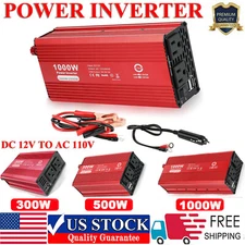 Power Inverter Modified Sine Wave 1000W 12V-110V Car Camping DC to AC Converter