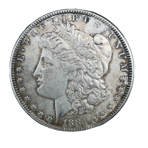 1884 Morgan Dollar AU Uncirculated Silver $1 US Toning Coin Collectible #971