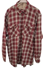 Redhead Mens Size XLTall Button Front Flannel Shirt Red Plaid
