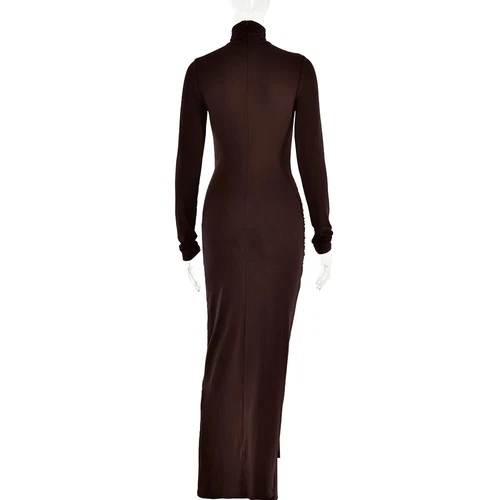 Long Sleeves Knot Sarong Maxi Slinky Jersey Dress - Picture 10 of 27