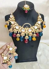 Navratan Kundan Multicolor Set Designer Indian Wedding Traditional Wear 