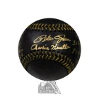 Pete Rose Stats Autographed Black Official MLB Baseball - BAS COA