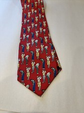 Alynn Neckwear Mens Tie 100% Silk Made In USA Blue Red Golfing