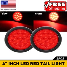 2x 4inch Round Led Truck Trailer Stop Tail Turn Brake Lights Waterproof 24-led