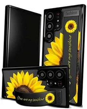Case Flower Floral Cute with Strap Stand Finger Galaxy S23 Ultra Sunflower
