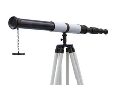 Admirals Floor Standing Oil Rubbed Bronze with White Leather Telescope 60"