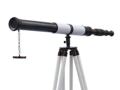 Admirals Floor Standing Oil Rubbed Bronze with White Leather Telescope 60''