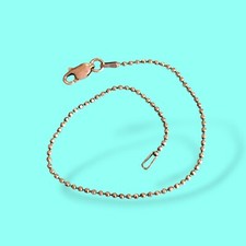 7in Ball Bead Italy Sterling Silver 925 Bracelet Simple Dainty Chain