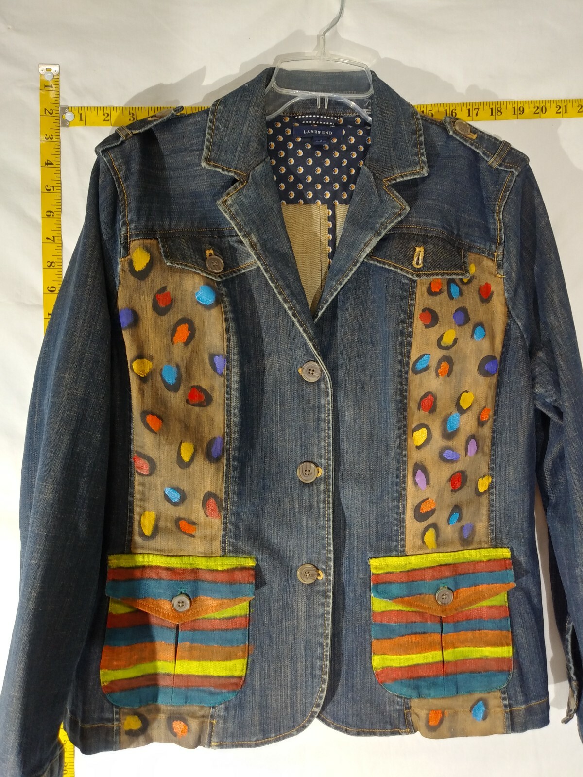 Lands End upcycled denim jacket sz 18 