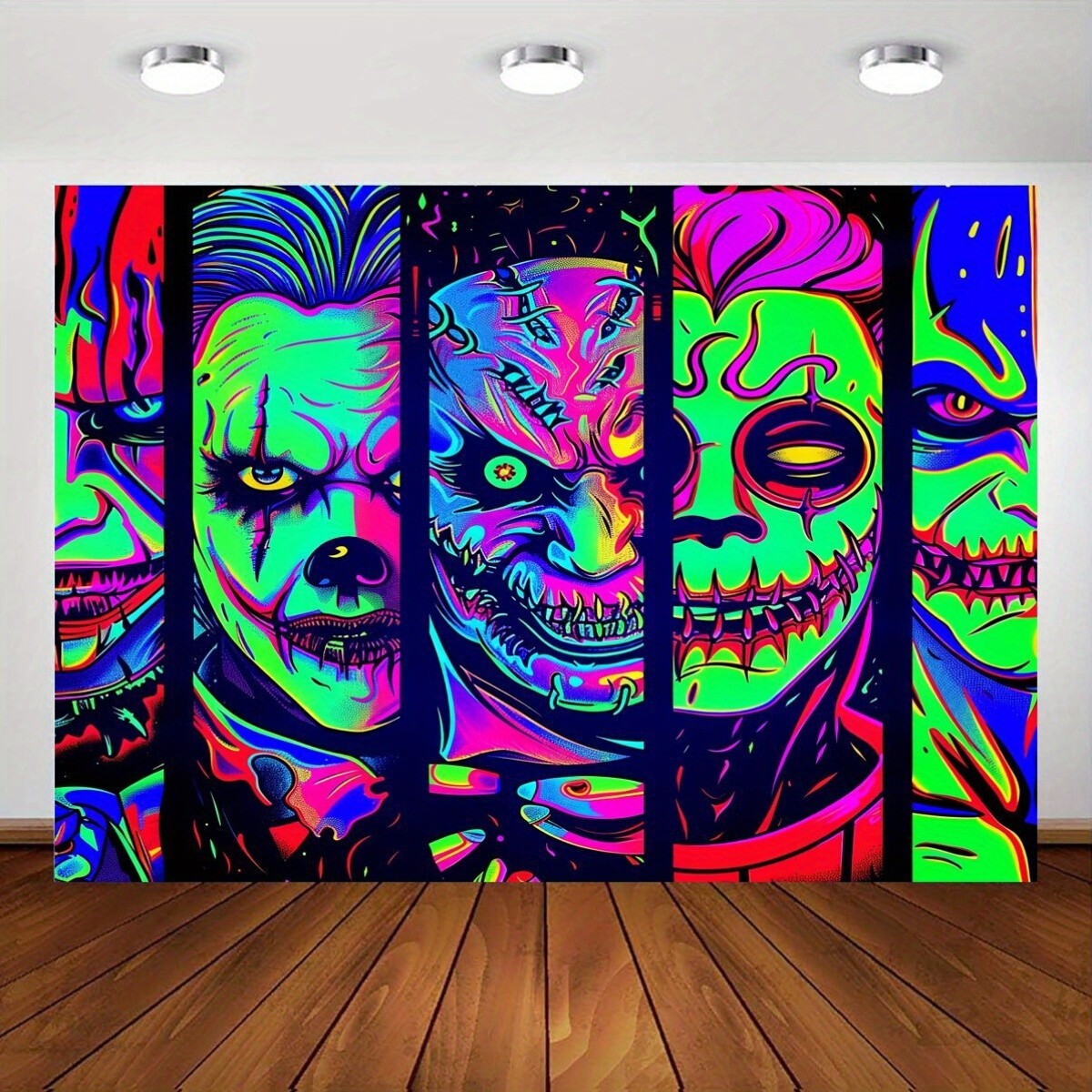 1pc Polyester Horror Clown Tapestry Wall Decor, Aesthetic Unique Artwork for Bed