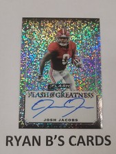JOSH JACOBS 2019 LEAF FLASH OF GREATNESS ALABAMA/RAIDERS ON CARD ROOKIE AUTO RC