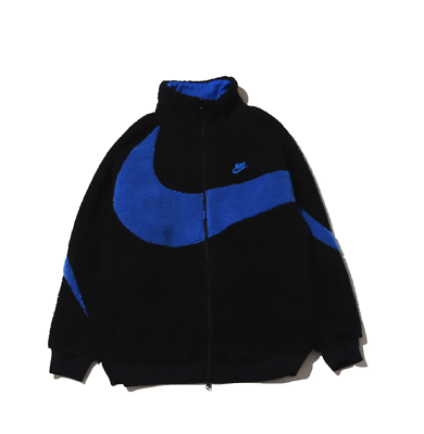 Nike Big Swoosh Reversible Boa Jacket Asia Sizing BQ6546-009 / Black Blue |  eBay