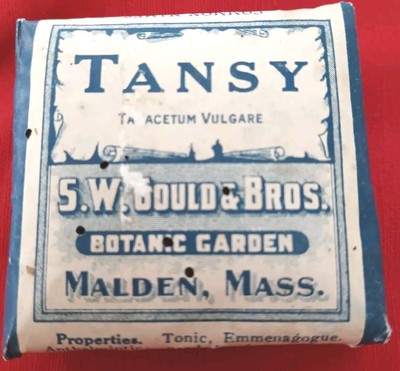 New Old Stock Herbal Package TANSY SW Gould Botanic Garden Malden Massachusetts