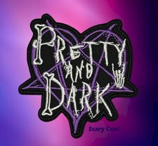 New Pretty  Dark Heart Pentagram Embroidered Biker Iron On Patch