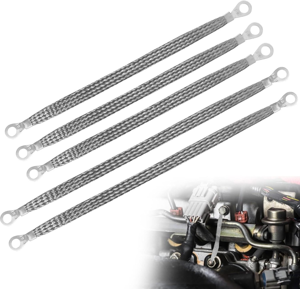 4x Engine Ground Strap Copper Cable Kit For Car Truck Firewall - Foto 7