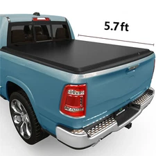 5.7FT Soft 4-Fold Truck Bed Tonneau Cover For 2009-2026 Dodge Ram 1500 Crew Cab