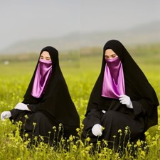Face Veil Satin Solid Color Muslim Arab Women Turban Sun Protection Neck Scarf