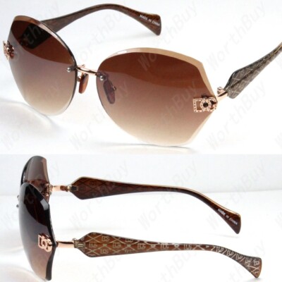Womens Eyewear Sunglasses Shades Fashion Designer Rimless Round Hexagon Tint Len