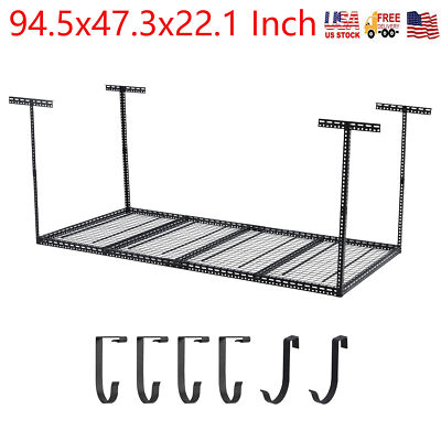 4x8 FT Overhead Garage Storage Height Adjustable Ceiling Metal Rack 660lb 4 Post