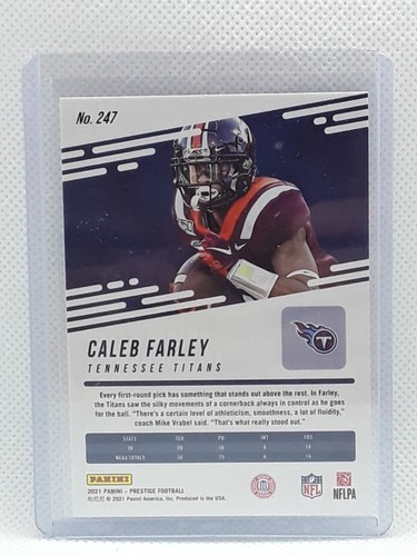 Caleb Farley 2021 Prestige Football - #247 RC - Tennessee Titans / Virginia Tech - Picture 2 of 2