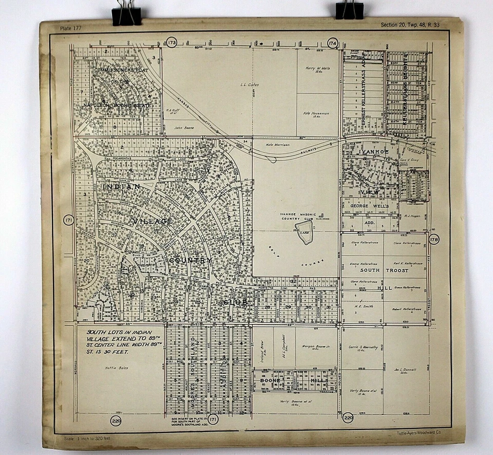 Mapa de plataforma Kansas City Missouri 1925 79 al 83, perspectiva de 19,25 x 20" RARO Foto 4 de 4
