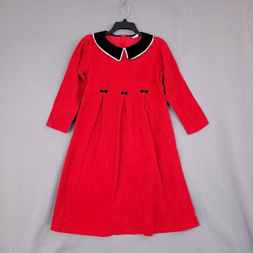 Ruth Of Carolina Girls Corduroy Dress Long Sleeve Back Zip Red Size 14