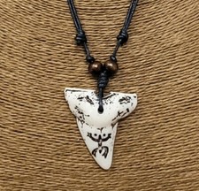 Resin Mako Shark Tooth Resin Pendant Surfer Necklace Men Coqui Taino Necklace