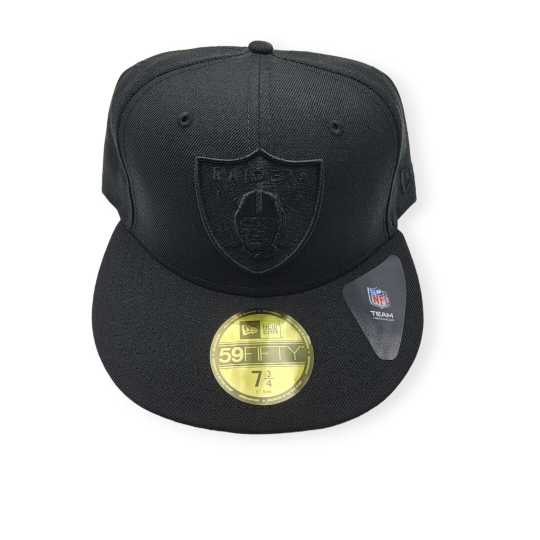 Las Vegas Raiders 59FIFTY キャップ ブラック New Era Las Vegas Raiders 59Fifty Black on Black Wool Fitted Hats