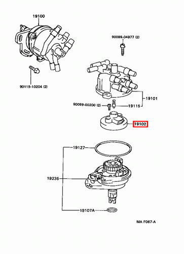 Genuine MR2 SW21 SW20 Sprinter AE101 3SGTE 5S 4AGE Distributor Cap Rotor Button - Picture 14 of 20