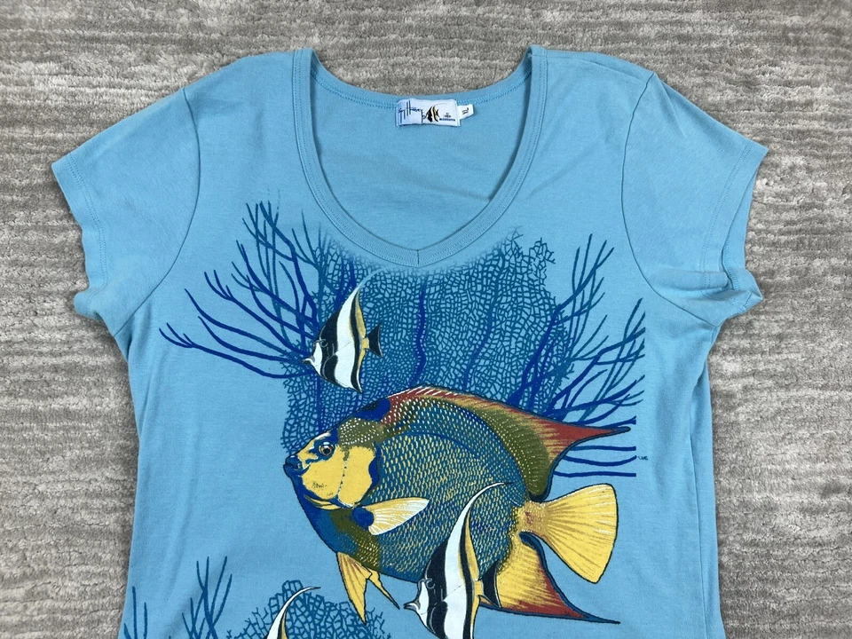 Vintage Guy Harvey Top Womens Extra Large Blue Shortsleeve Bluewater Made in USA - Image 2 of 4