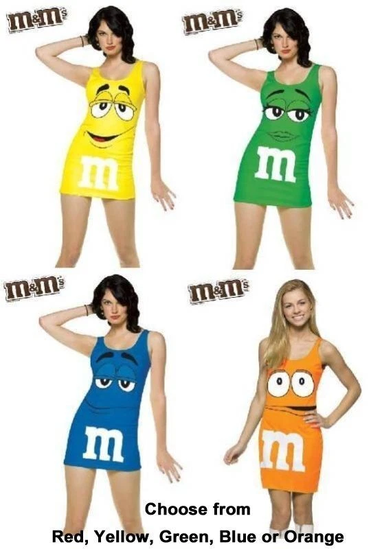 Adulto Mujer Sexy M&M Vestido sin mangas Divertido Halloween Juegos con disfraces Disfraz Vestidos de fiesta Foto 4 de 4